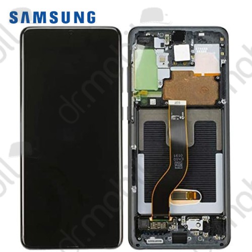 Előlap Samsung Galaxy S20 Plus 4G/5G (SM-G985F/SM-G986) keret + LCD kijelző (érintőkijelző) GH82-22134A fekete 